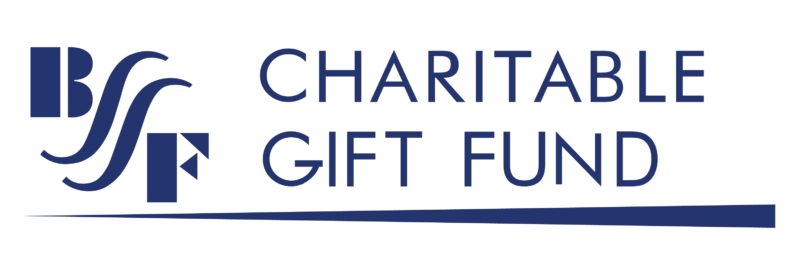This picture shows the words BSSF Charitable Gift Fund in blue against a white background