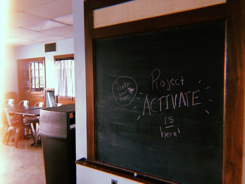 Project Activate is here written on chalkboard