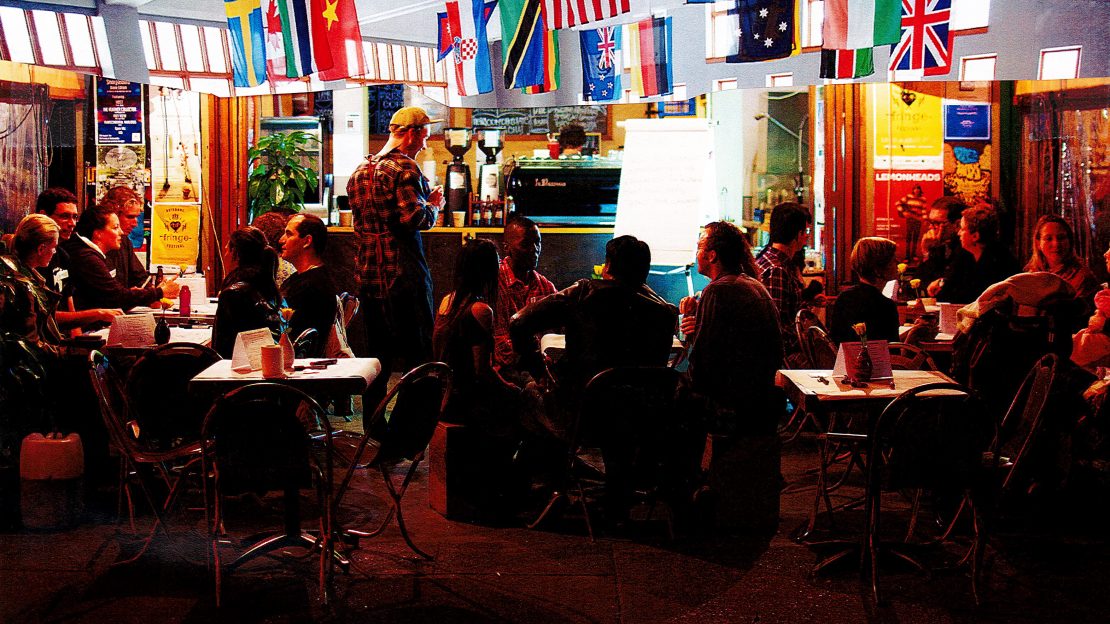 National flags hanging from ceiling during culture fest